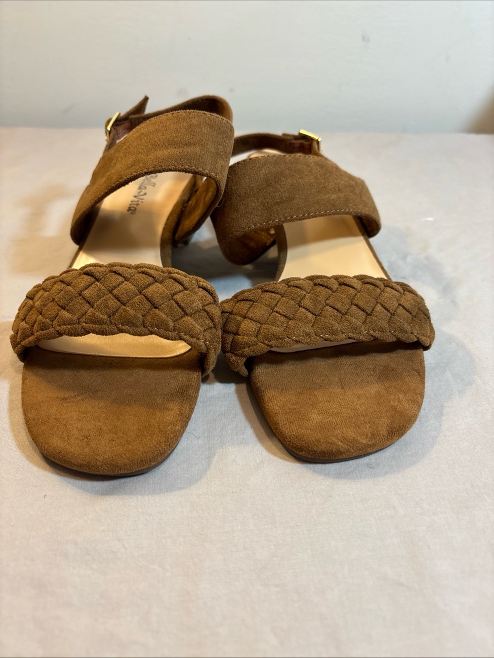 Bella Vita Braided Strap Brown Suede Women’s Sandals
